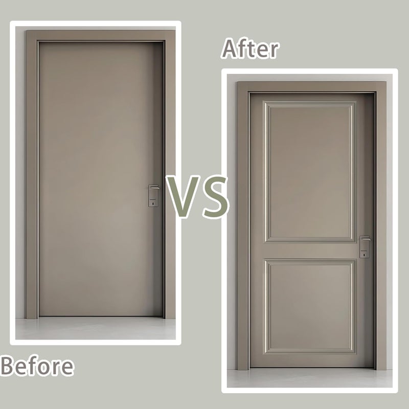 TRAIN2 ART 1 Set Peel and Stick Door Moulding Kit, Self-Adhesive Pre-Assembled Door Panel Trim for Wall Mirror Window Frame Decor (Top 22"x36" Bottom 22" x 24") - Image 3